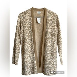 NWT J. Crew Leopard Print Tan/Beige Open Cardigan Sweater Size XSP